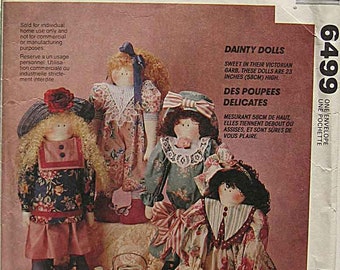 McCall/'s 6499 Vintage 23 Stuffed Dainty Dolls Sewing Pattern with Doll Dress and Jumpsuit Pattern