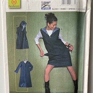 RARE Misses&#39; Dress in Two Lengths with Optional Hood Burda 8772 Sewing Pattern UNCUT Sizes 8-18, Denim