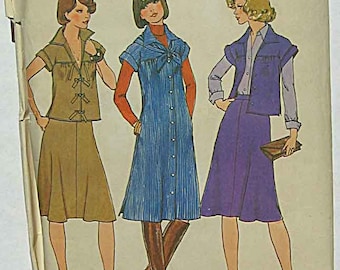 Vintage Boho 70's Misses' Dress or Top, Bias Skirt and Scarf, Simplicity 7182 Sewing Pattern PRECUT/Complete Size 8