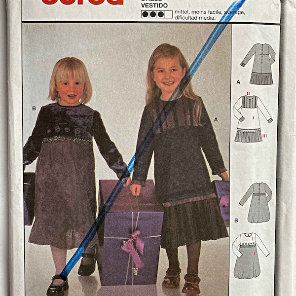 RARE Child's Holiday Dresses Burda 9911 Sewing Pattern UNCUT Sizes 18Months-2-3-4-5-6, Kids, Girls,