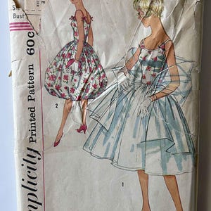 RARE 1959 Vintage Bubble Dress & Stole Simplicity 3015 Sewing Pattern UNCUT Junior Miss Teen Size 11 Bust 31 1/2" ***Envelope Poor Condition