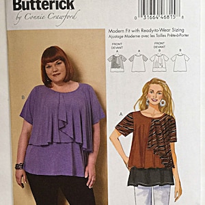 Misses&#39; Overlay Top by Connie Crawford Butterick 6396 Sewing Pattern UNCUT Sizes XS-S-M-L-XL (3-16), Butterick B6396