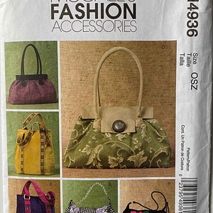 Patrón de costura McCalls 4936, accesorios de moda para mujeres, bolsos, carteras, bolsos de mano, bolsos de mano, carteras SIN CORTAR, M4936