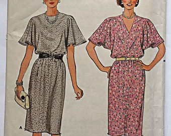 Vintage 80's Fast & Easy Misses' Dress Butterick 6599 Sewing Pattern Cut and Complete, Sizes 8-10-12