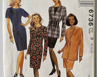 Misses' Quick & Easy Dress and Jacket McCall's 6736 Sewing Pattern UNCUT Sizes 8-10-12