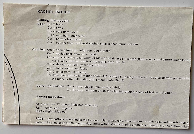 Vintage 80's Rachel Rabbit Sewing Machine Cover #715 Ozark Crafts ...