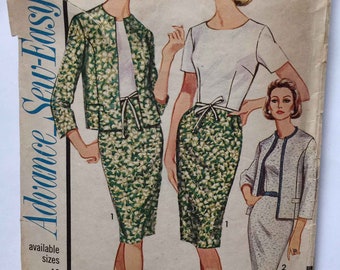 Vintage 60's Misses' Dress & Jacket Advance 3381 Sewing Pattern Size 14 Cut/Complete