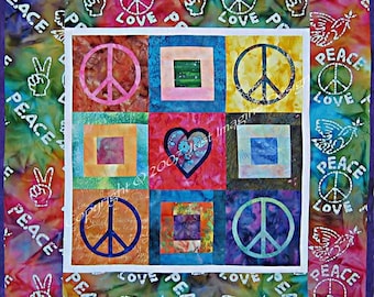 Peace of Your Heart Wall Hanging Quilt Pattern by Just Imagine Design, Peace Sign