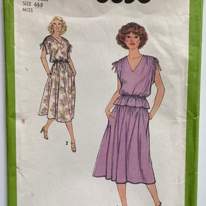 Retro Misses&#39; Pullover One or 2 Piece Dress Simplicity 8856 Sewing Pattern CUT/Complete at Size 6