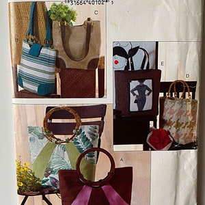 Tote Bags, Accessories Vogue 0670 8101 Sewing Pattern UNCUT, V0670, V8101, Hand Bags, Purse, Travel, Beach