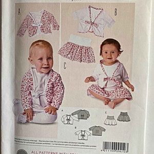 Super Easy Baby, Toddler Coordinates, Tie Jacket/Top & Skirt Burda 9410 Sewing Pattern UNCUT Sizes 6 Months-3 yrs, Kids, Girls
