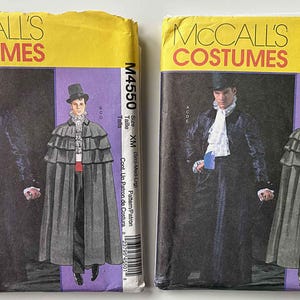 May include: Two McCall's Costumes sewing pattern envelopes. The envelopes are yellow with the McCall's Costumes logo in red. The patterns feature illustrations of a person in a long coat and cape costume. The pattern number is M4550.