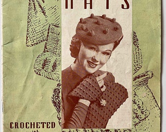 RARE Vintage 1939 Bags & Hats Crocheted with Raphael Brand Gimp No. 5 Instruction Booklet, Accessories, Purses