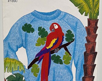 RARE Vintage 80's Parrot Appliqué Pattern #1890 Nancy Schuyler Clotilde, Embellished Clothing, Quilt