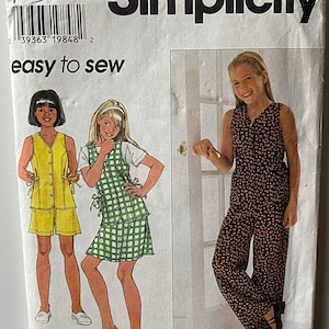 Vintage 90&#39;s Children&#39;s Girl&#39;s Easy To Sew Top, Pants, Shorts, Skirt Simplicity 7492 Sewing Pattern UNCUT Sizes 7-8-10