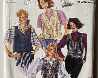 Vintage 80's Misses' Easy Vests McCall's 0021 Sewing Pattern UNCUT, Sizes 8-18, Short, Cropped, Flared or Semi-Fitted