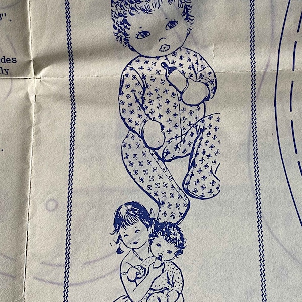 RARE 1970's Vintage Transfer for Jointed Baby Doll and Pajamas Design 807 Mail Order Pattern, Parade Pattern Service