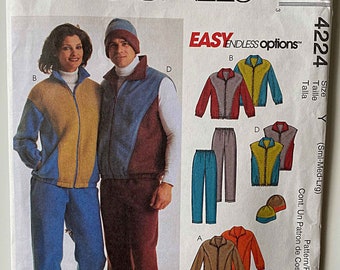 Easy Endless Options, Unisex, Men's, Misses', Teen's Polar Gear Jacket, Vests, Pants, Hat, McCall's 4224 Sewing Pattern UNCUT, Sizes S-M-L