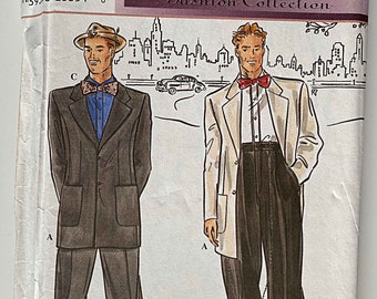 Vintage Men's Retro Zoot Suit Jacket, Pants & Bow Tie Simplicity 8879 Sewing Pattern UNCUT Sizes 46-48-50-52