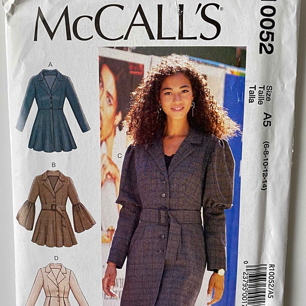 Misses' Fitted Coats with Skirt & Sleeve Variations, McCall's R10052 7879 Sewing Pattern UNCUT Available in Sizes 6-14 OR 14-22