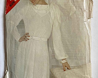RARE Vintage 1980's Misses' Dress See & Sew Butterick 5055 Pattern Sizes 14-16-18 Cut/Complete, Bateau Neckline with Attached Scarf