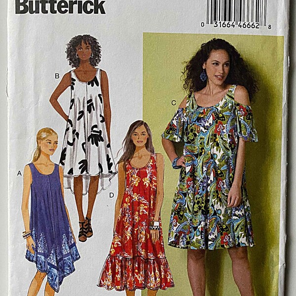 Easy Misses' Dresses, Loose-Fitting Muumuu, Tent Dress, Cold Shoulder McCall's 6350 Sewing Pattern UNCUT Sizes XS-S-M (4-14)  M6350