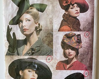 Misses' Vintage 1930's and 40's Style Hats Vogue 7464 768 Sewing Pattern UNCUT Accessories, Millinery