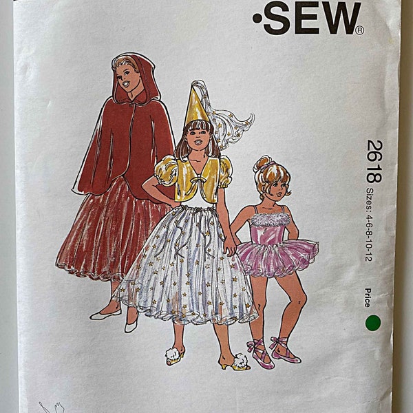 Girls' Children's Costumes, Bolero, Cape, Hat, Tutu, Leotard Kwik Sew 2618 Sewing Pattern UNCUT Sizes 4-6-8-10-12 Dance, Cosplay, Halloween