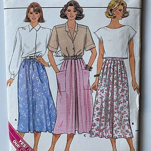 Vintage 80&#39;s Easy Misses&#39; Skirt Butterick 3827 Sewing Pattern UNCUT Size 10, Pleated, Pockets