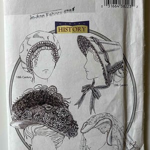 Historical Hats, Elizabethan Veil, Bonnets, Accessories, Butterick 4210 Sewing Pattern UNCUT, 18th, 19th Century, Turn of the Century, B4210