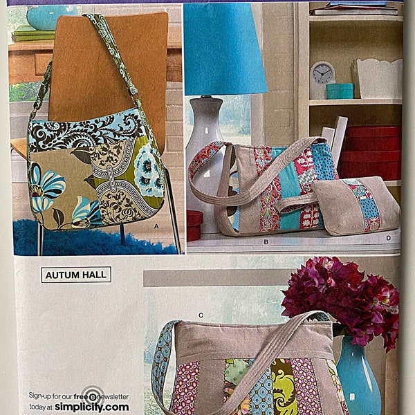 Autum Hall Fashion Accessories, Fabric Shoulder Bags, Purse, Make-Up Bag, Tissue Holder, Key Ring Simplicity 2617 Sewing Pattern UNCUT