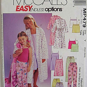 Girls, Children&#39;s Easy Robe, Tops, Nightgown, Shorts, Pants, Pajamas, PJs, McCall&#39;s MP479 3906 Sewing Pattern CUT/Complete Sizes XS-S 3-6