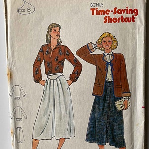 RARE Vintage Misses&#39; Jacket, Blouse and Skirt, Butterick 6669 Sewing Pattern UNCUT Size 8