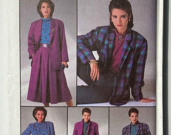 Vintage 80's Misses' Blouse, Pleated Skirt, Pants, Jacket Simplicity 7687 Sewing Pattern UNCUT Size 16, Separates, Suit, Coordinates