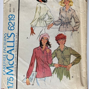 Vintage 70&#39;s Misses&#39; Set of Blouses McCall&#39;s 6219 Sewing Pattern Size 14, CUT/Complete