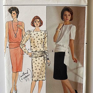 Vintage 80&#39;s Misses&#39; Top & Skirt Butterick 3290 Sewing Pattern UNCUT Sizes 6-8-10