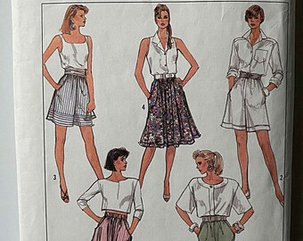 Vintage 1988 Surf Club Misses' Easy to Sew Pull-on Skirts, Pants & Shorts Simplicity 8578 Sewing Pattern Size Small 10-12, CUT/Complete