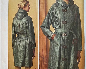 Misses' Hooded Coat & Belt Today's Fit by Sandra Betzina Vogue 1564 Sewing Pattern UNCUT All Sizes A-J Bust 32-55"  V1564 Raincoat