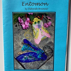 RARE Fantasy Entomon Palmetto & Damsel Fly Evening Purse Sewing Pattern UC Accessories Whimsical Drawstring Bag Deborah Brunner Fiber Arts