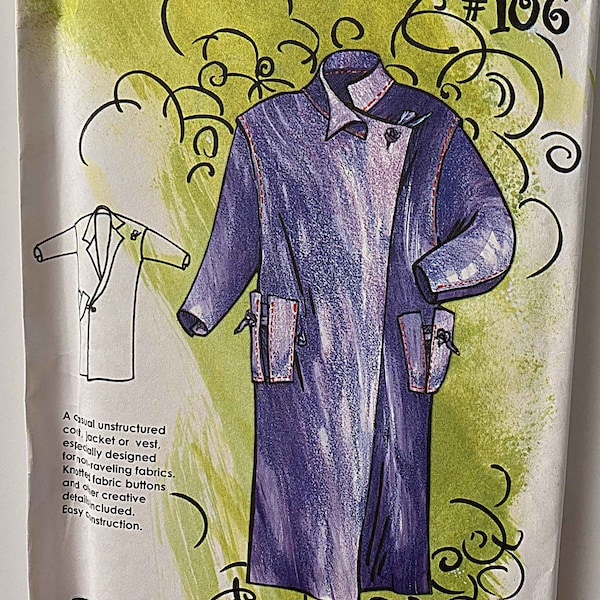 Vintage Misses' Heart-Felt Coat Sewing Pattern #106 UNCUT ReVisions Diane Ericson Sizes XS-XXL Art to Wear, Coat, Jacket, Vest