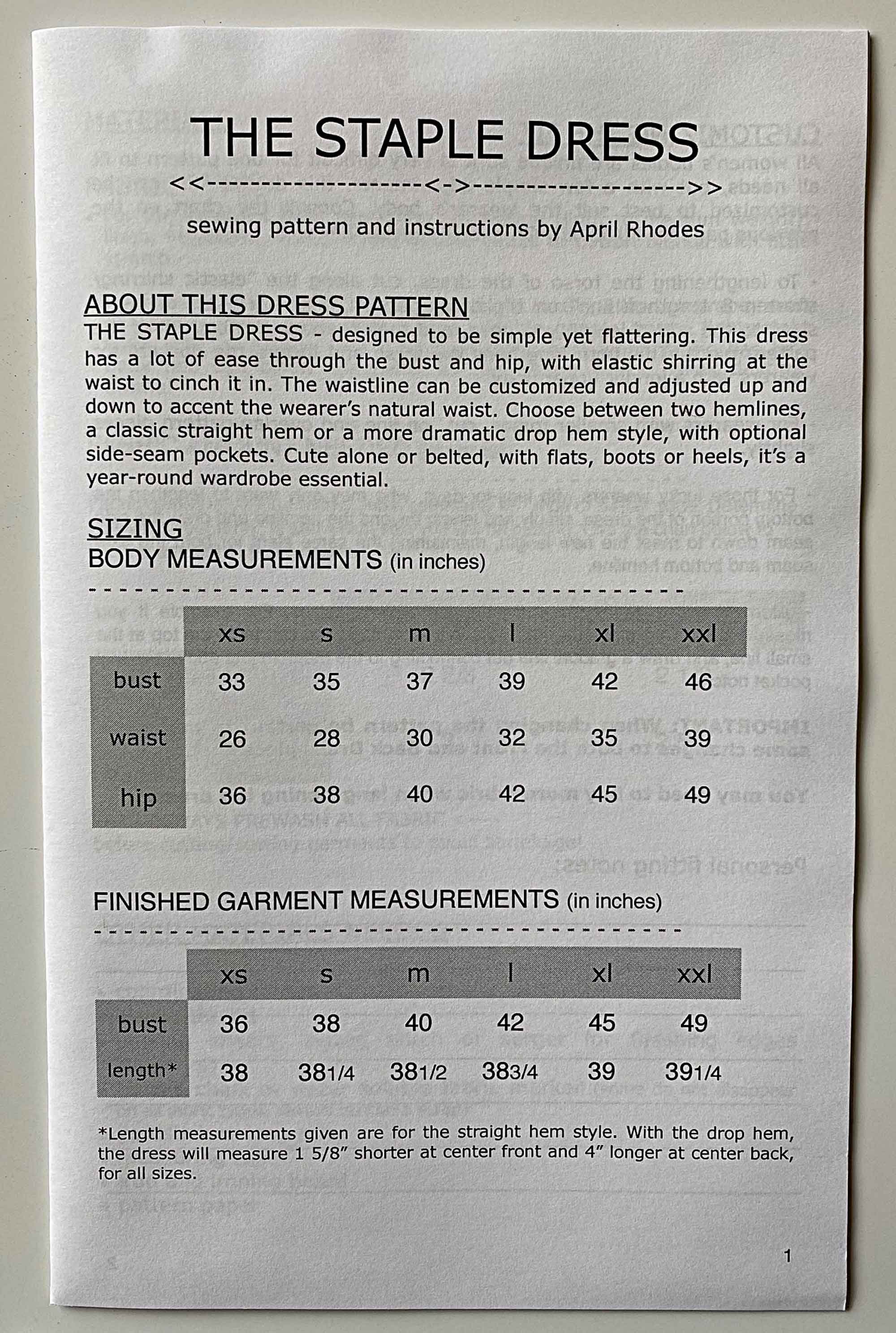 Stapoo Pattern RARE the Staple Dress Sewing Pattern April Rhodes Uncut Sizes XS-XXL - Etsy