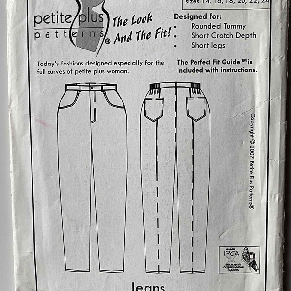 RARE Petite Plus Jeans #605 Sewing Pattern UNCUT Sizes 14-16-18-20-22-24 Designed for Full Figure Petite Woman