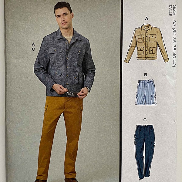 Men's Jacket, Cargo Shorts & Pants McCall's 8393 Sewing Pattern UNCUT Sizes 34-36-38-40-42, R11784, M8393
