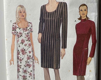 Vintage 90's Misses' Dress in 2 Lengths with Underdress Detail, Vogue 9763 Sewing Pattern UNCUT Sizes 12-14-16