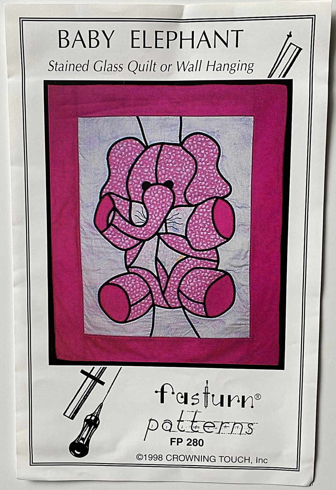 RARE Vintage 90's Baby Elephant Stained Glass Quilt Pattern #FP280 ...