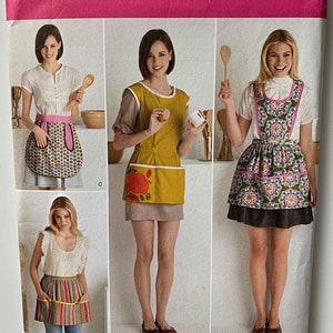 Cute Misses' Aprons Simplicity 2272 Sewing Pattern UNCUT Misses's Sizes S-M-L (10-20) Half, Smock, Bib, Pockets