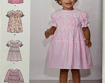 Infants' Toddlers' Girl's Dresses Simplicity 8895 Sewing Pattern UC Sizes 1/2 - 4