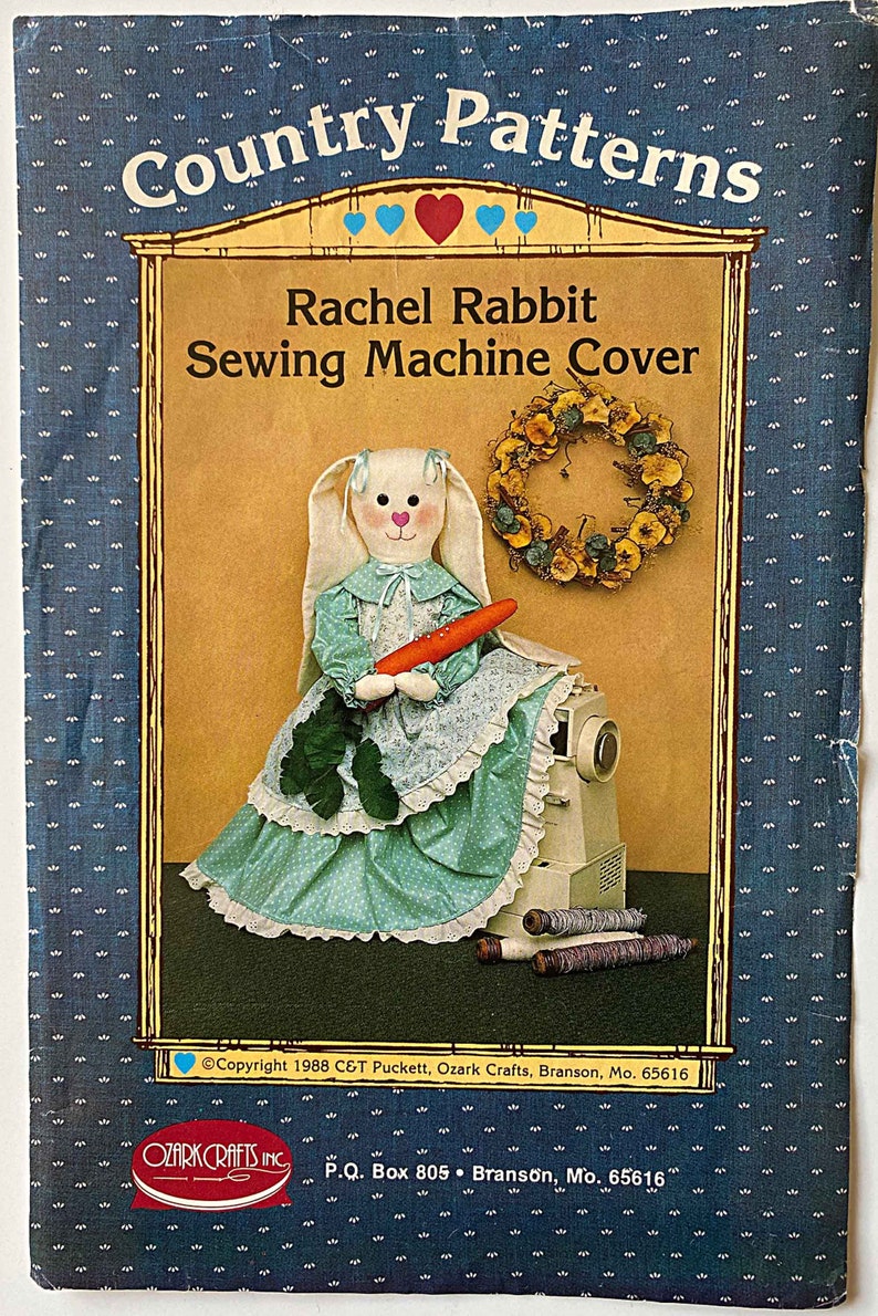 Vintage 80's Rachel Rabbit Sewing Machine Cover #715 Ozark Crafts ...