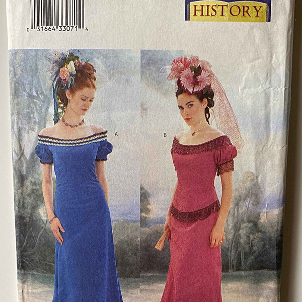 Misses' Costume, Full Length Dress, Gown, Edwardian, Historical, Saloon Cosplay Butterick 3011 Sewing Pattern UNCUT Sizes 18-20-22