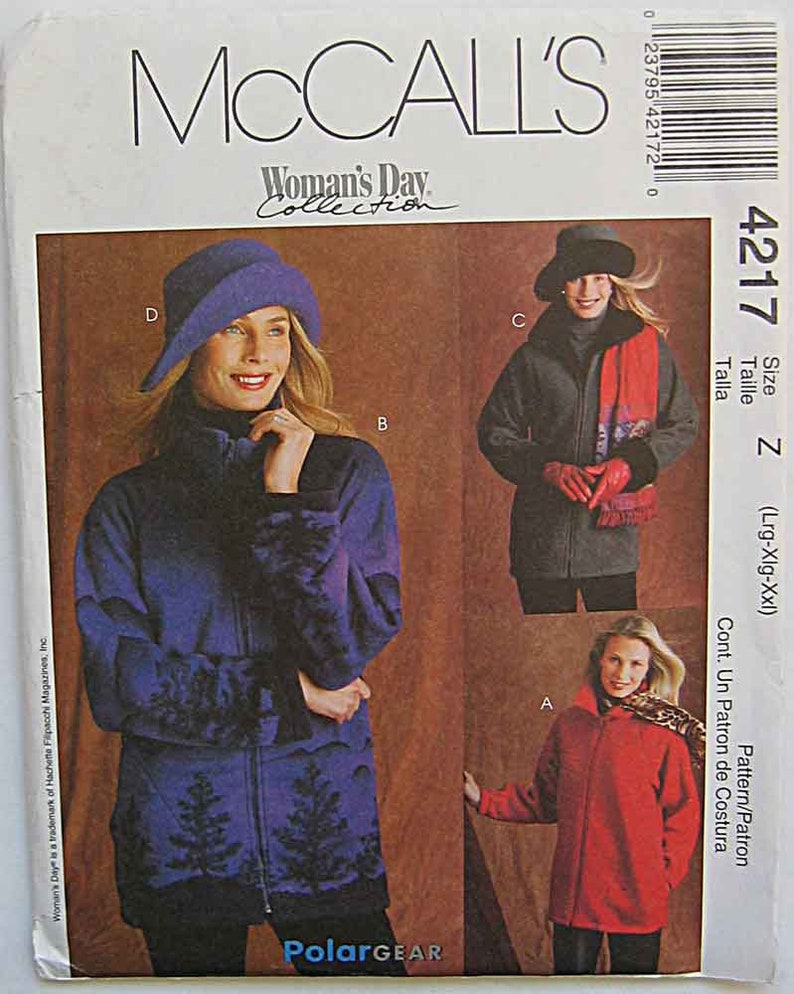 and Hat McCall/'s 4217 Sewing Pattern UNCUT Sizes Large-XL-XXL Misses/' Polar Gear Jackets 16-26